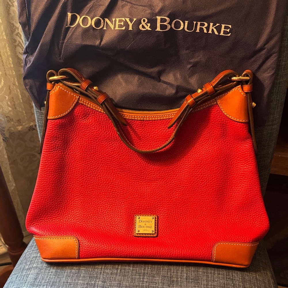 Dooney & Bourke Red and Tan Leather Shoulder Bag